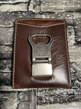 Fossil Leather Wallet with Money clip/bottle opener